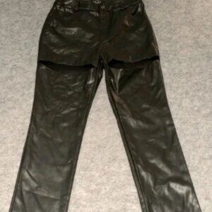 Akira Ammo High Rise Black Poly Pants Cut Outs Women's Size Medium NWT MSRP $60